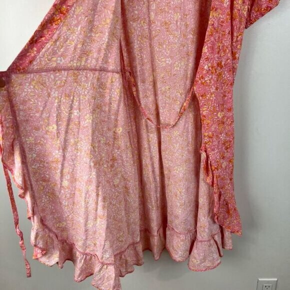 Part Two 2 Women’s 40 US Medium Pink Floral Short Sleeve Wrap Midi Dress Summer - Picture 9 of 14